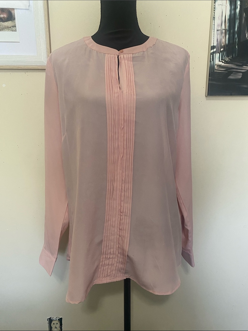 Chadwicks Soft Pink Pleated Front Blouse Sz L